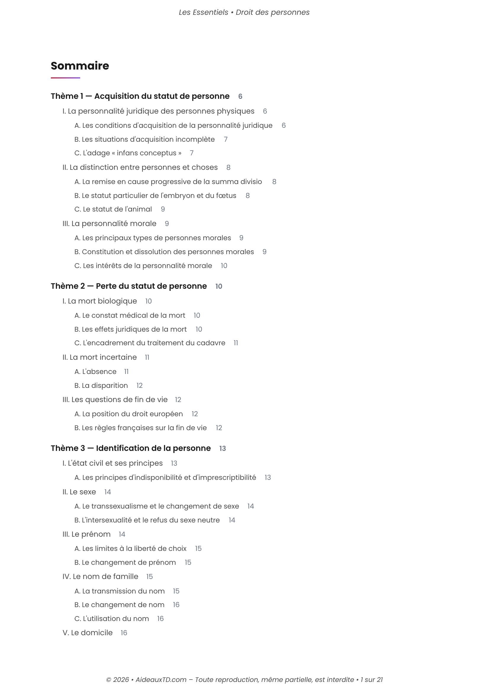 L’Essentiel — Droit des Personnes