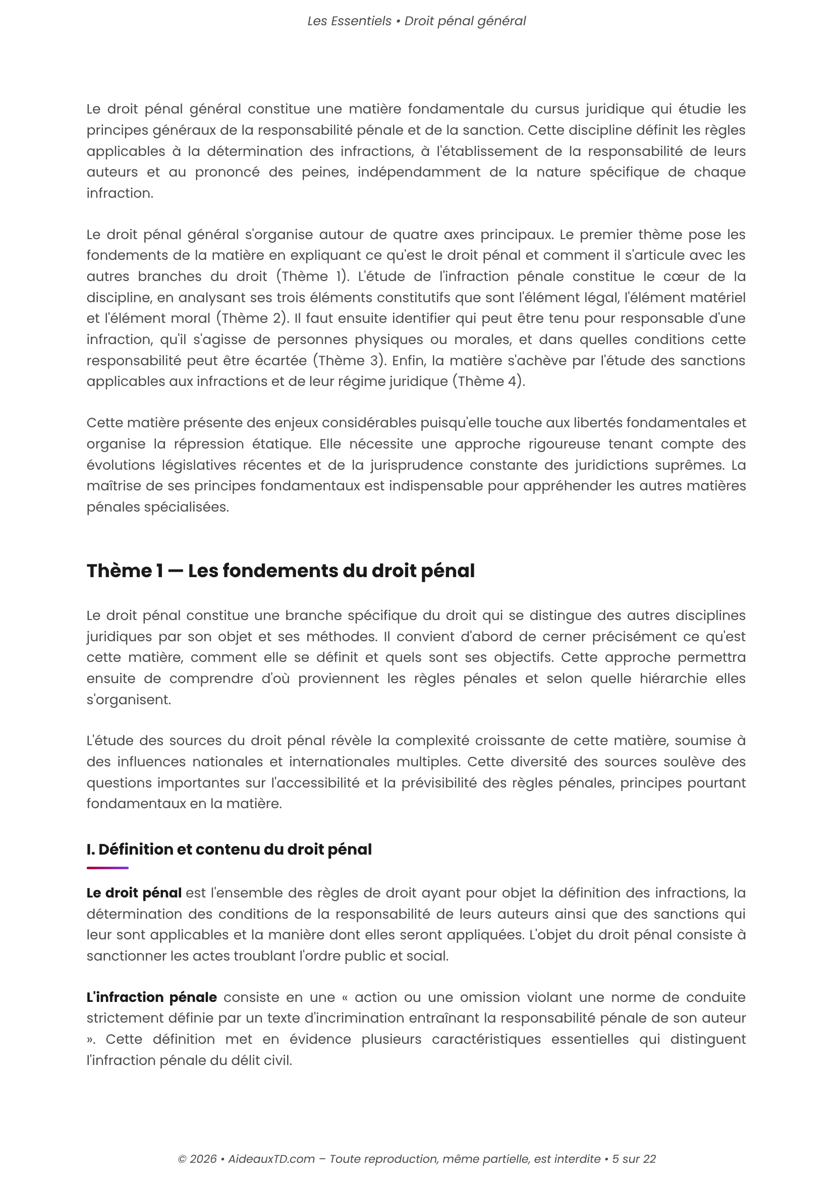 L&rsquo;Essentiel — Droit Pénal Général