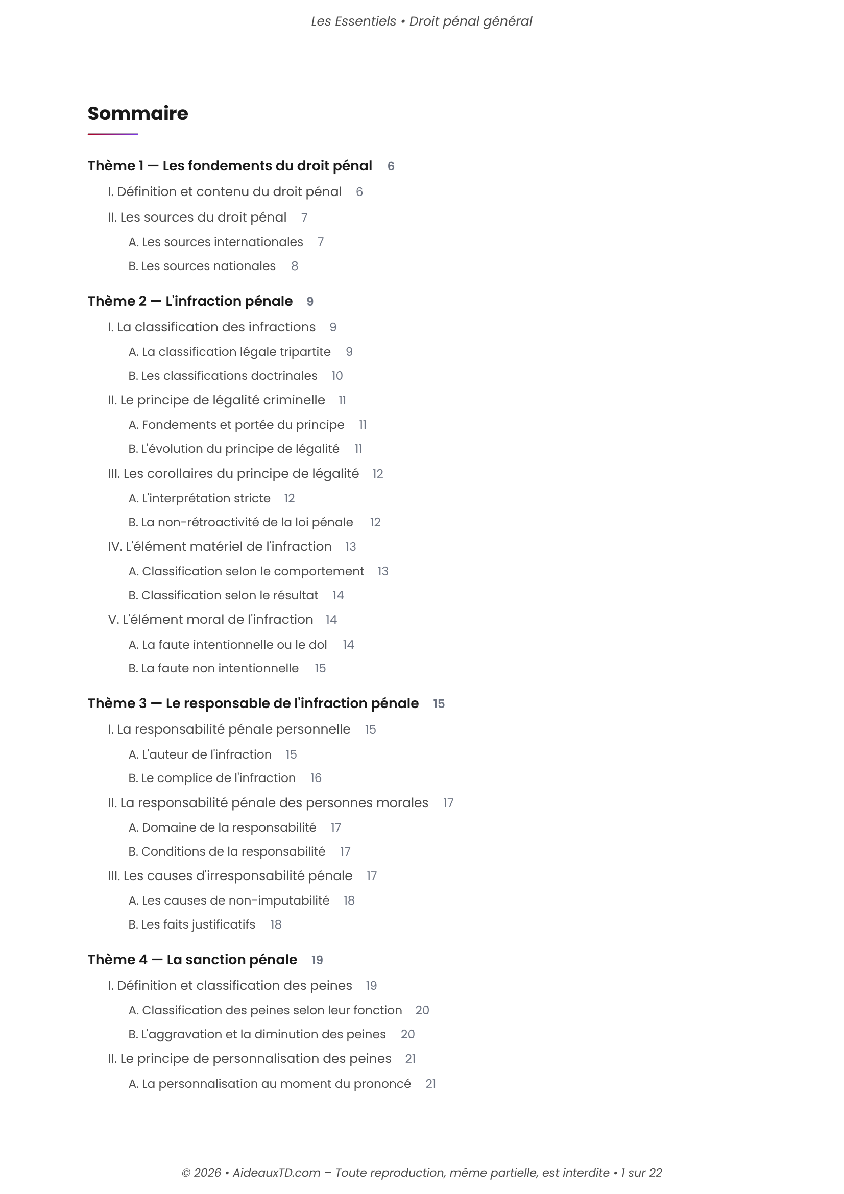 L&rsquo;Essentiel — Droit Pénal Général