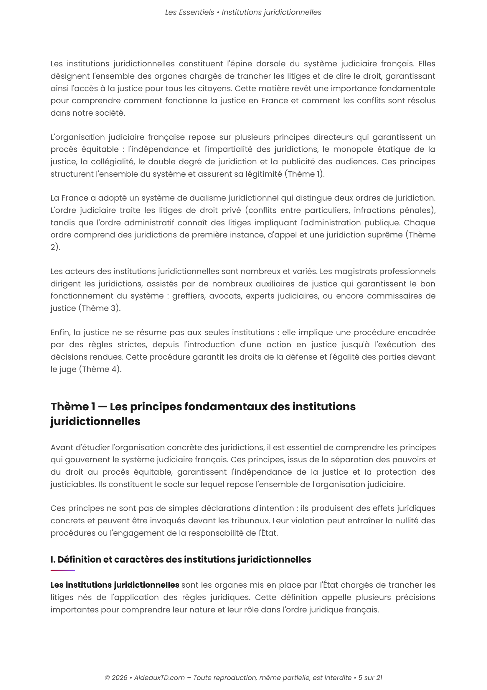 L&rsquo;Essentiel — Institutions Juridictionnelles