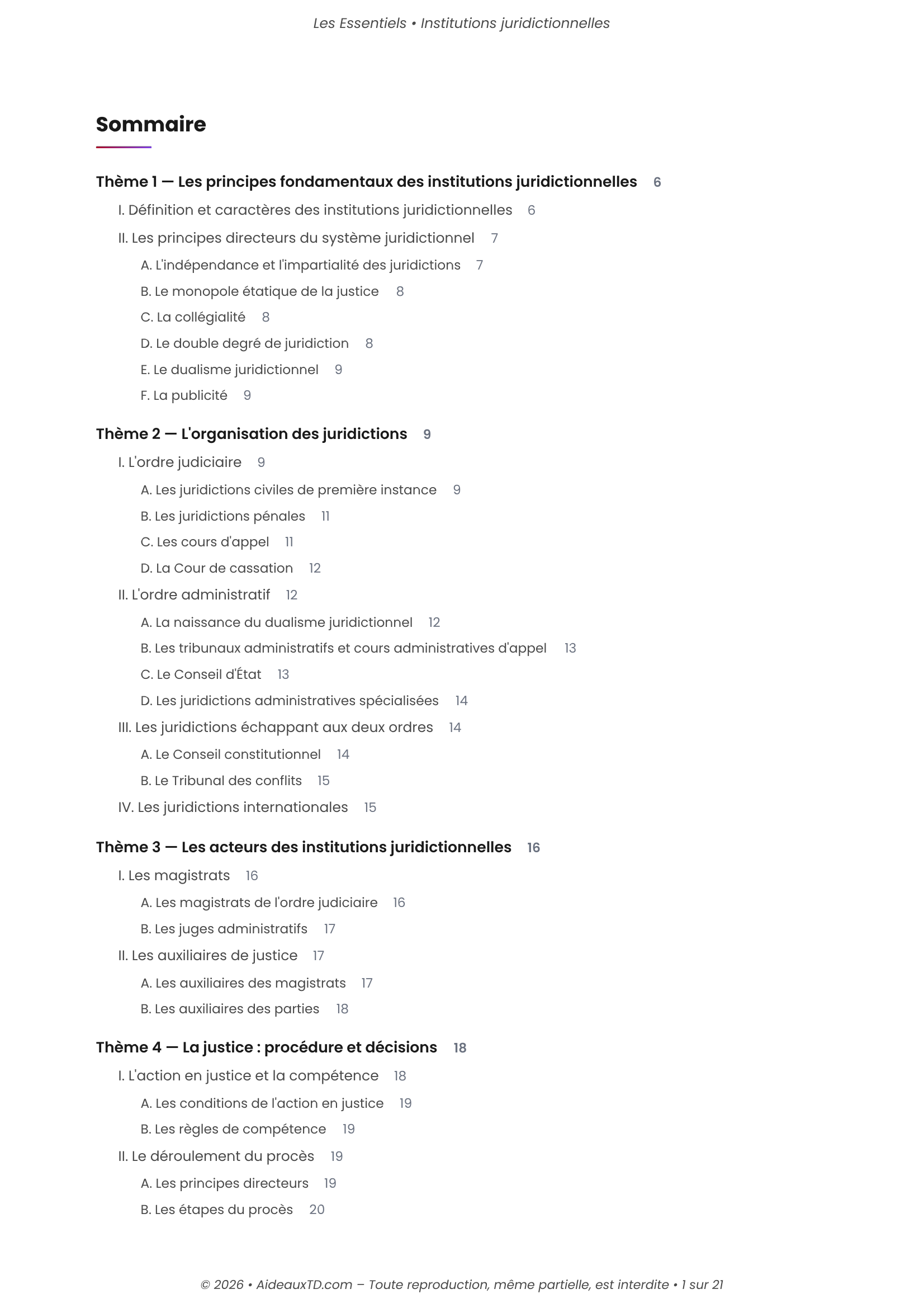 L&rsquo;Essentiel — Institutions Juridictionnelles