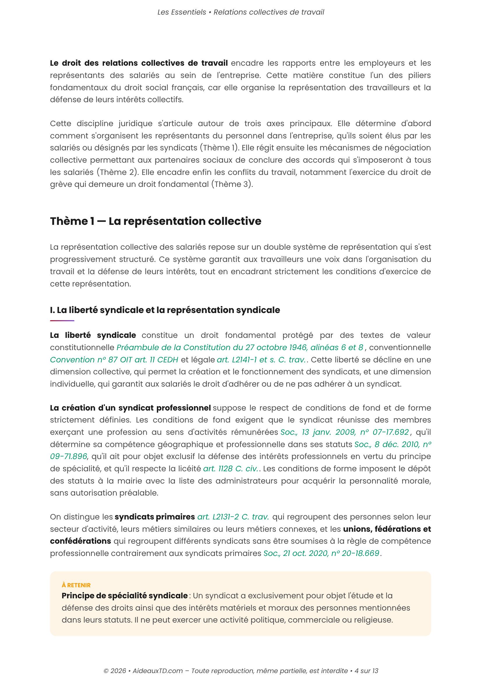 L&rsquo;Essentiel — Relations Collectives de Travail