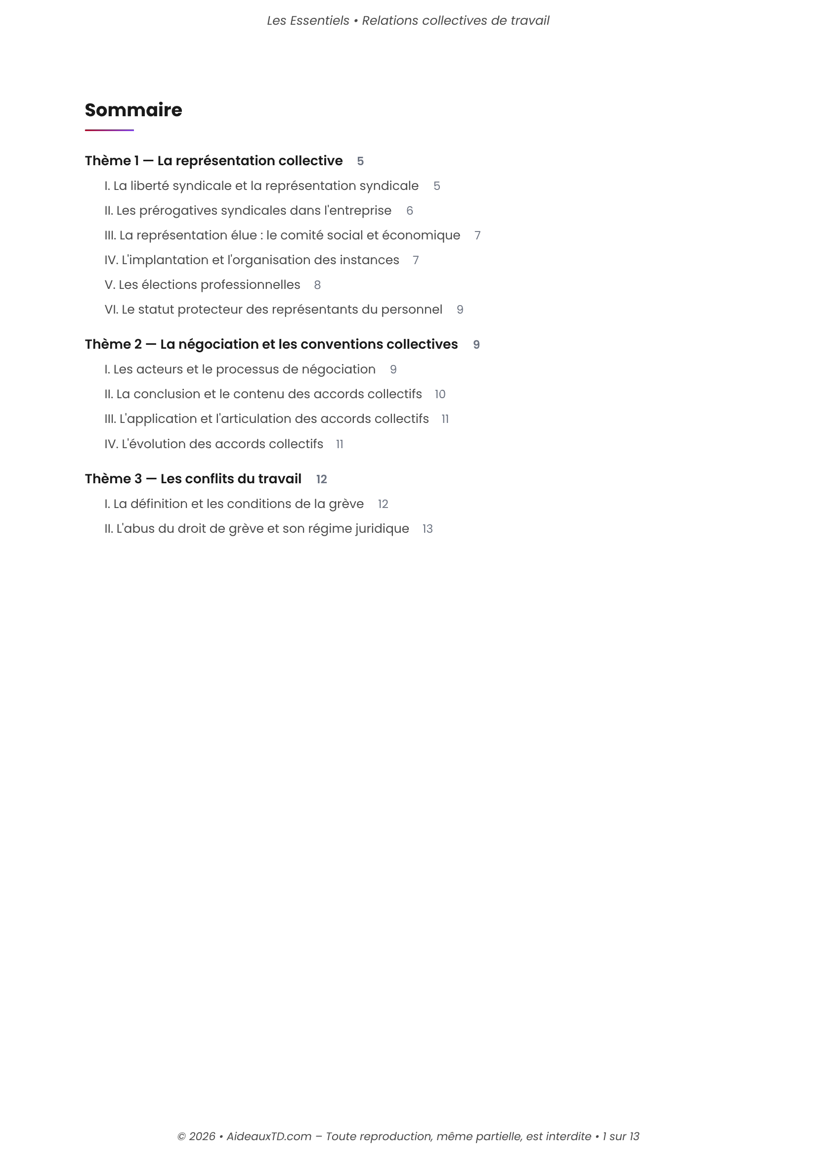 L&rsquo;Essentiel — Relations Collectives de Travail