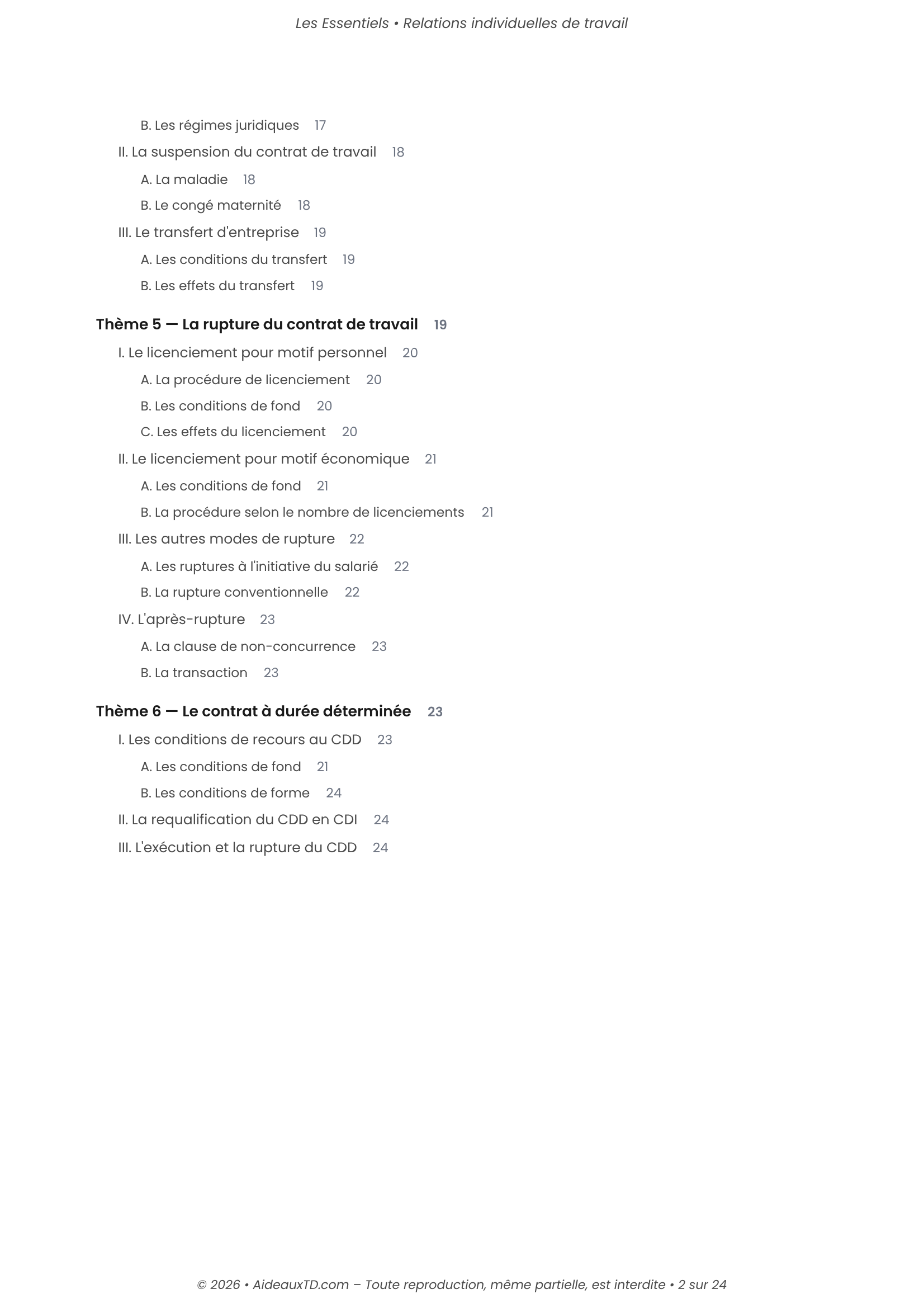 L&rsquo;Essentiel — Relations Individuelles de Travail