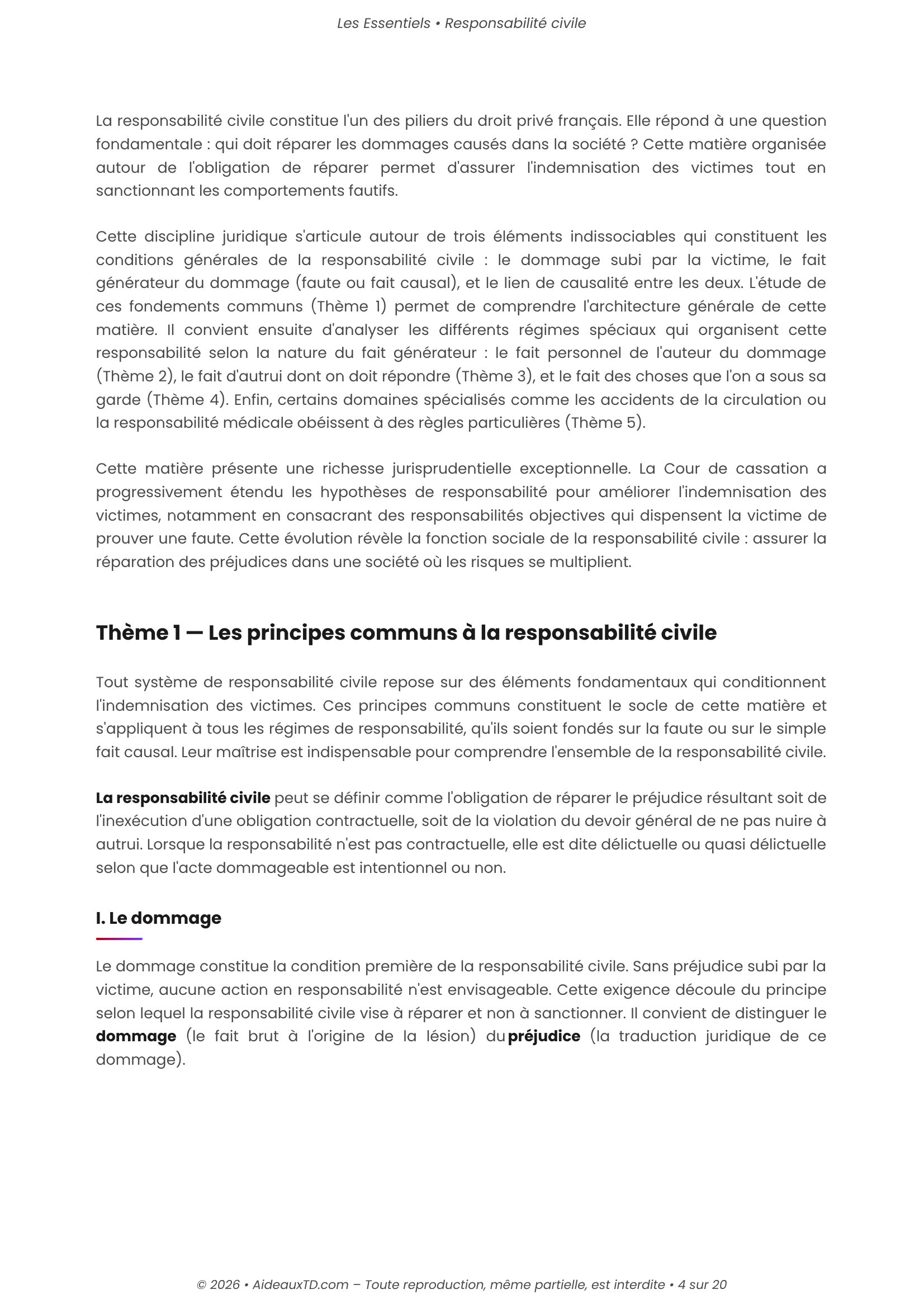 L&rsquo;Essentiel — Responsabilité Civile