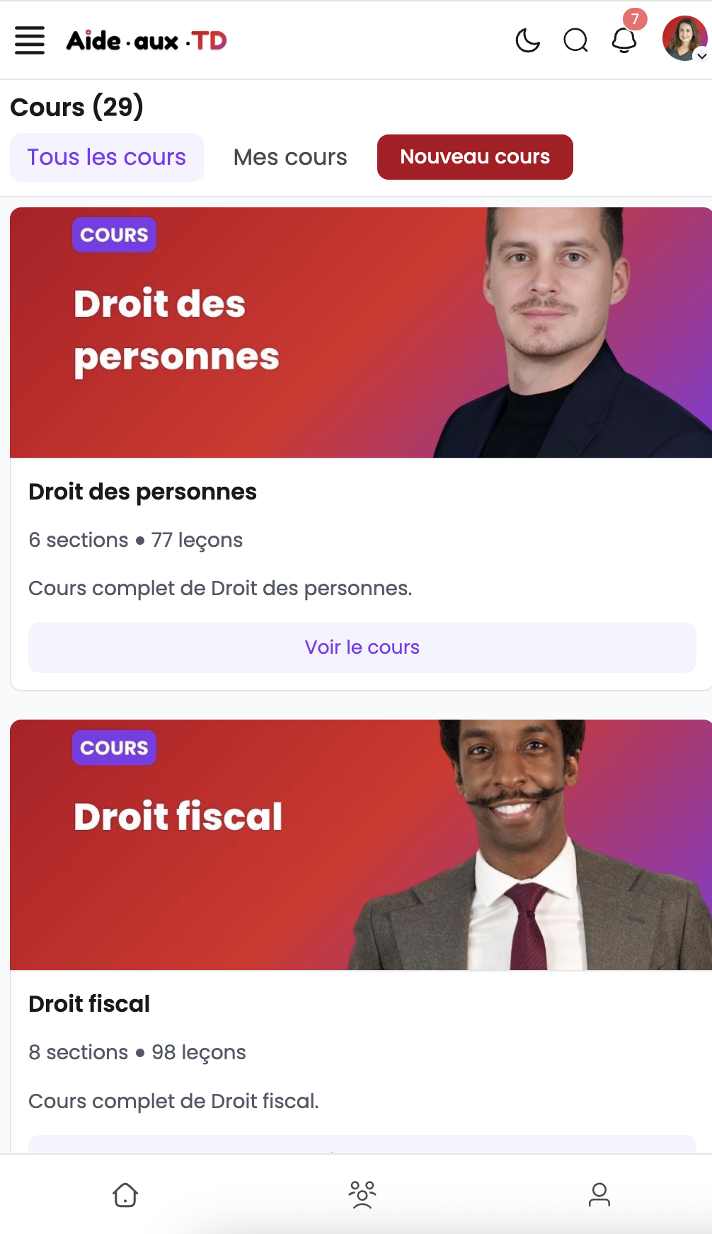 Tableau de bord étudiant