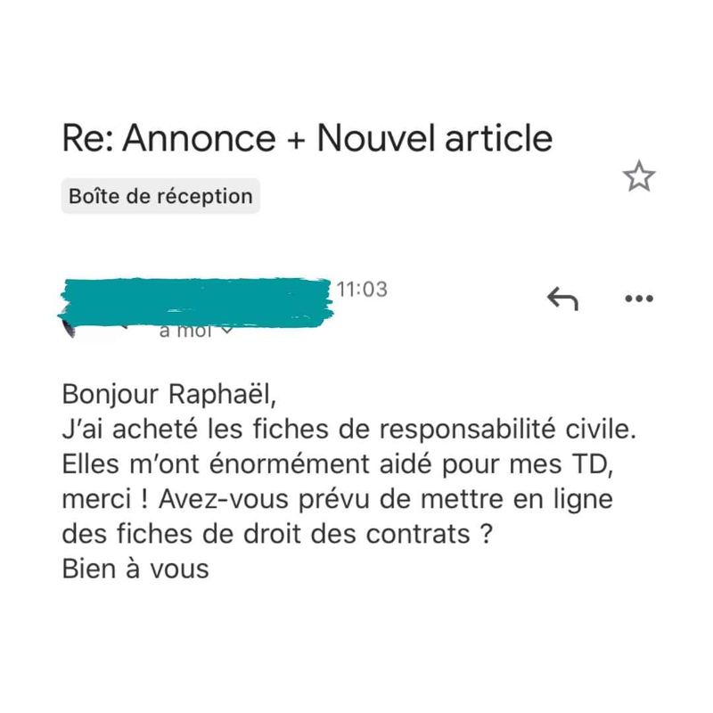 Message reçu d'un étudiant en droit