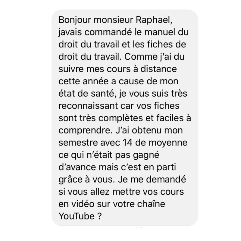 Message reçu d'un étudiant en droit