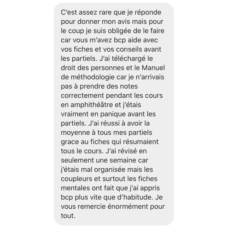 Message reçu d'un étudiant en droit
