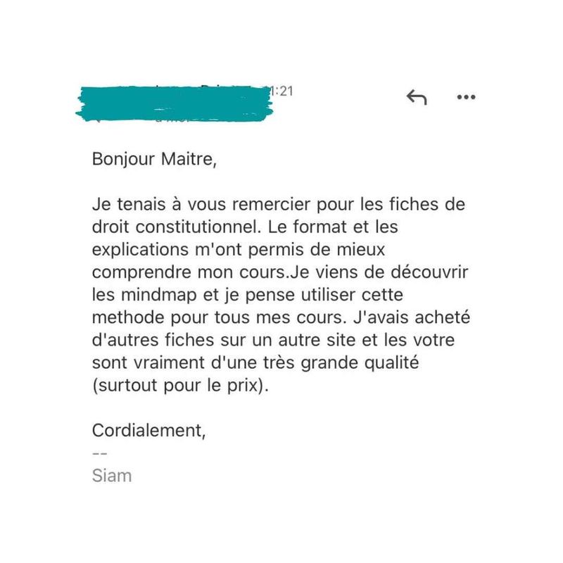 Message reçu d'un étudiant en droit