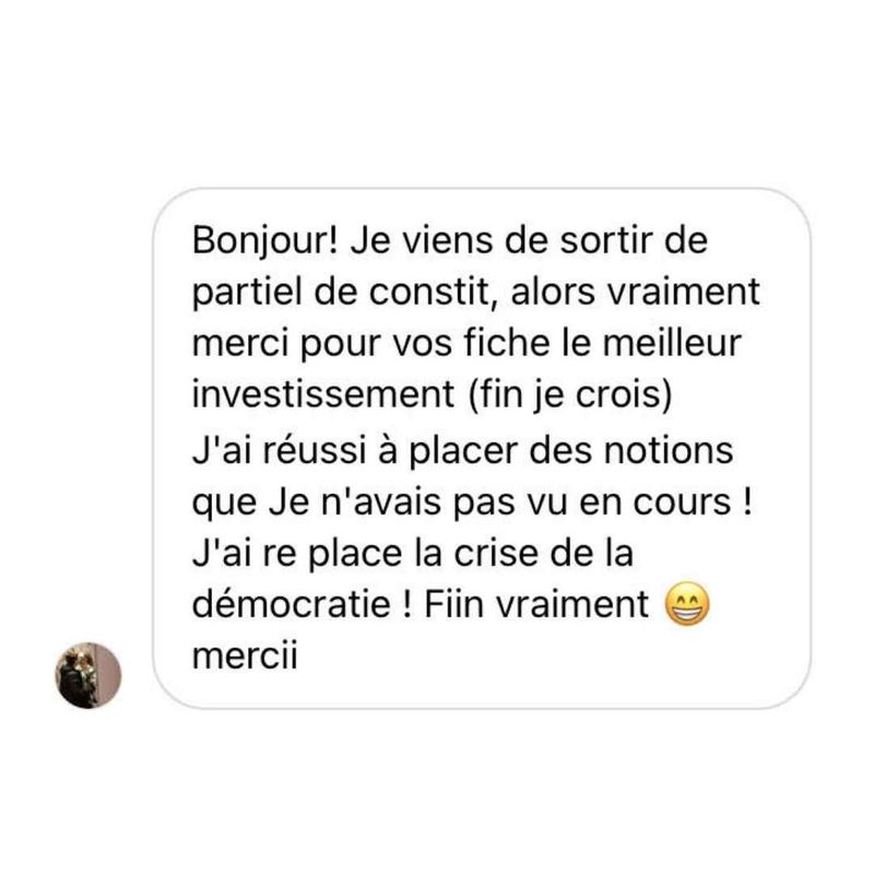 Message reçu d'un étudiant en droit