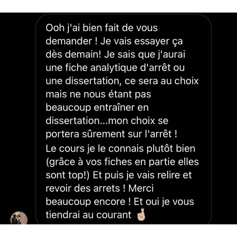 Message reçu d'un étudiant en droit