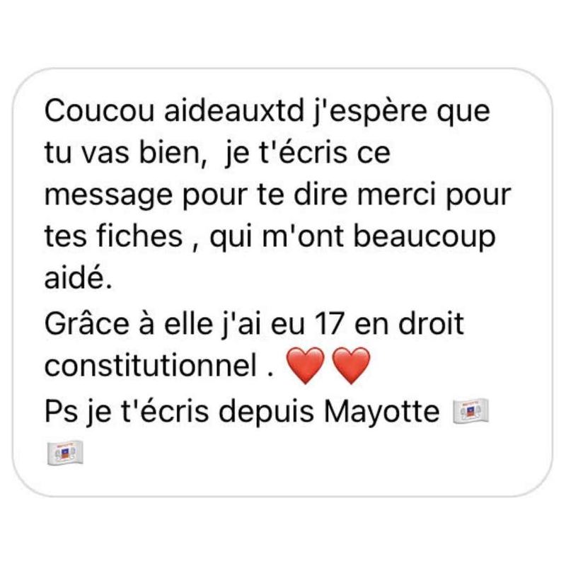 Message reçu d'un étudiant en droit