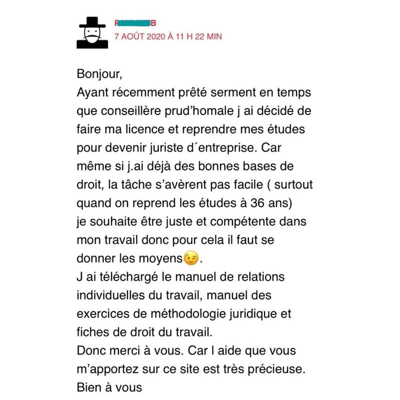 Message reçu d'un étudiant en droit