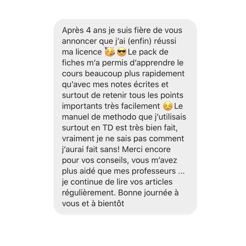 Message reçu d'un étudiant en droit
