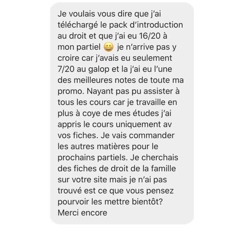 Message reçu d'un étudiant en droit
