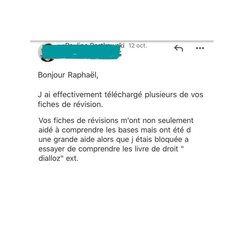 Message reçu d'un étudiant en droit