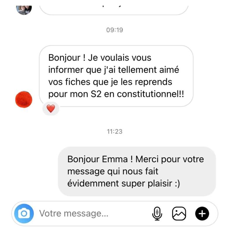Message reçu d'un étudiant en droit