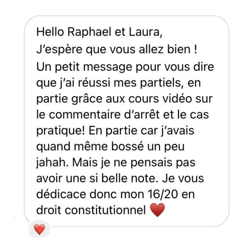 Message reçu d'un étudiant en droit