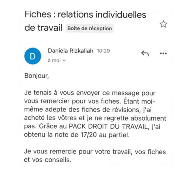 Message reçu d'un étudiant en droit