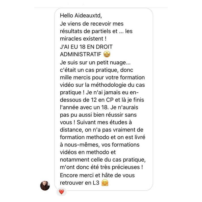 Message reçu d'un étudiant en droit