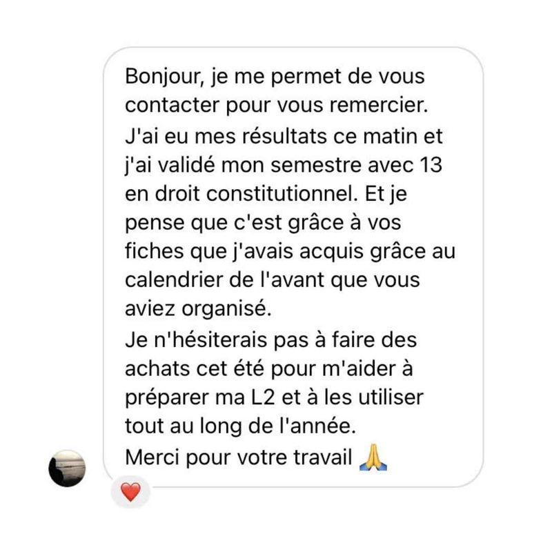 Message reçu d'un étudiant en droit