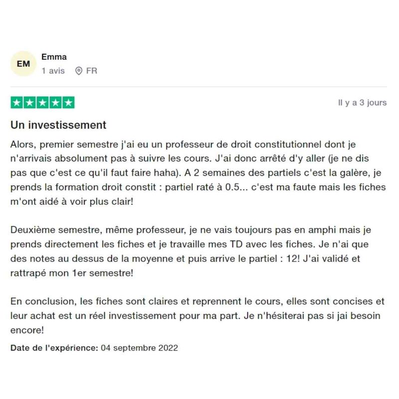 Message reçu d'un étudiant en droit