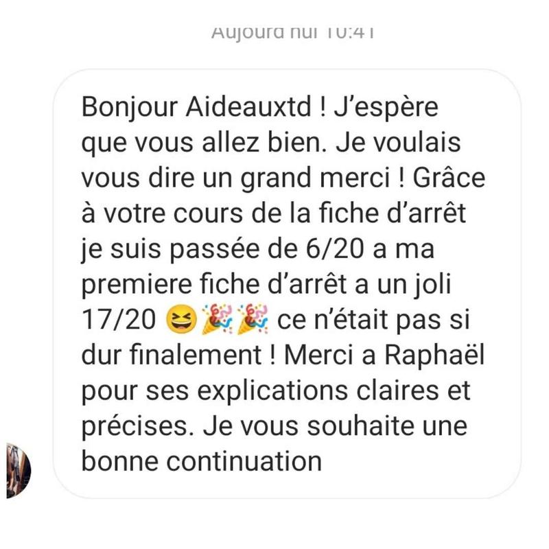 Message reçu d'un étudiant en droit