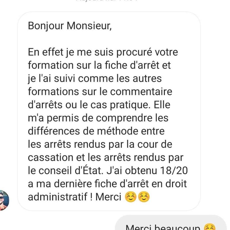 Message reçu d'un étudiant en droit