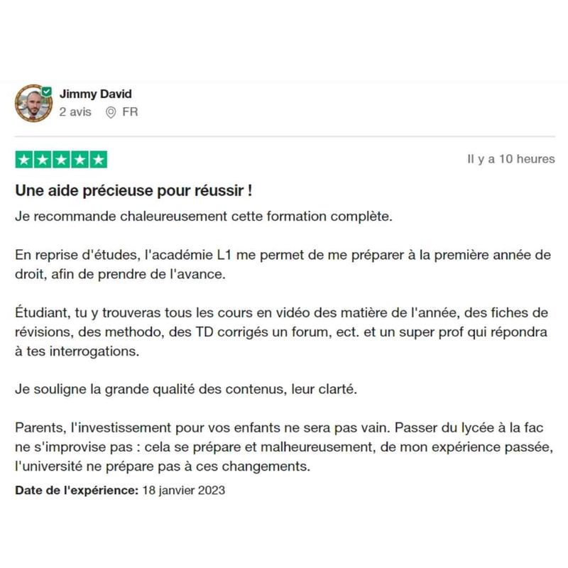 Message reçu d'un étudiant en droit