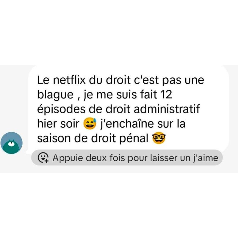 Message reçu d'un étudiant en droit