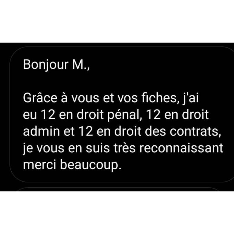 Message reçu d'un étudiant en droit