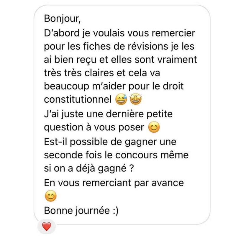 Message reçu d'un étudiant en droit