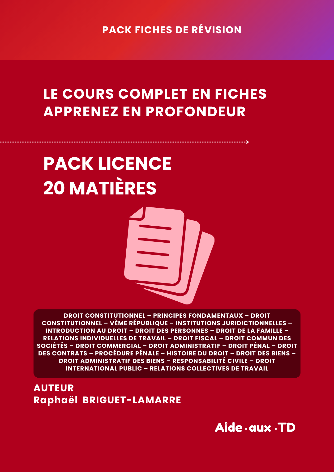 Pack Fiches Licence droit