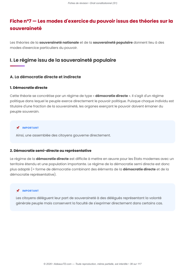 Extrait des fiches de révision de droit constitutionnel