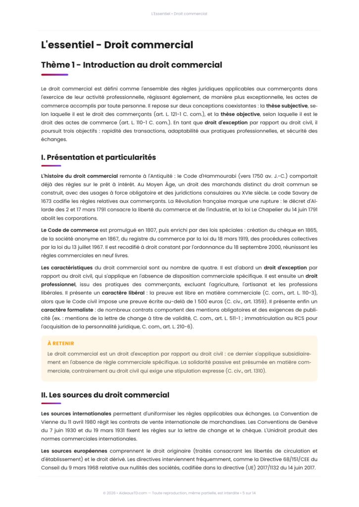 Extrait de L'Essentiel de droit commercial