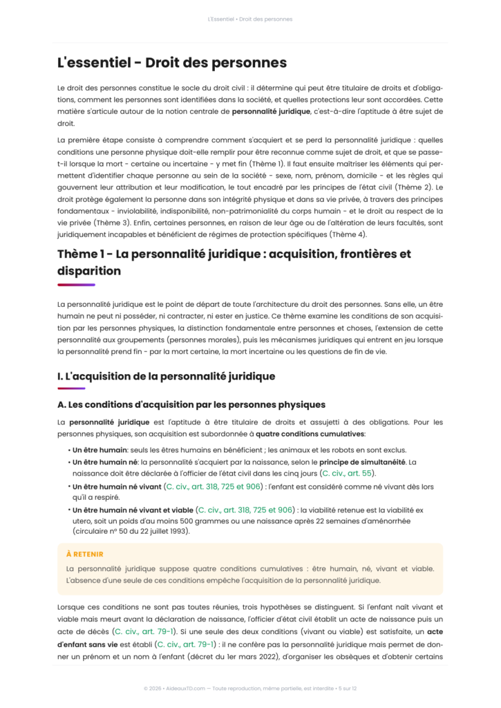 Extrait de L'Essentiel de droit des personnes