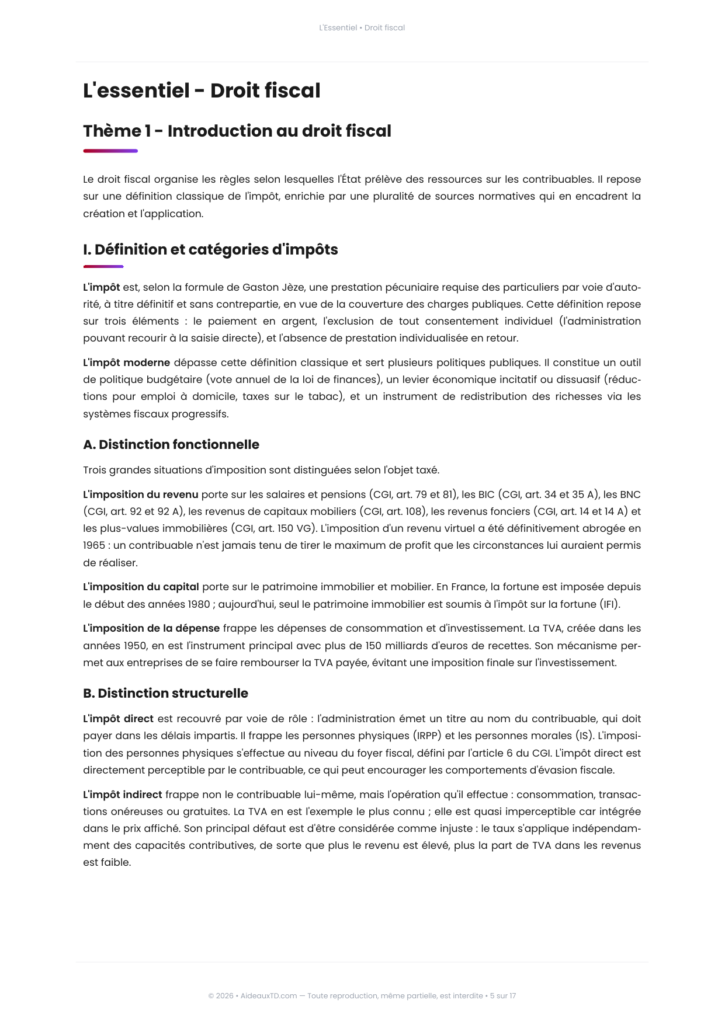 Extrait de L'Essentiel de droit fiscal