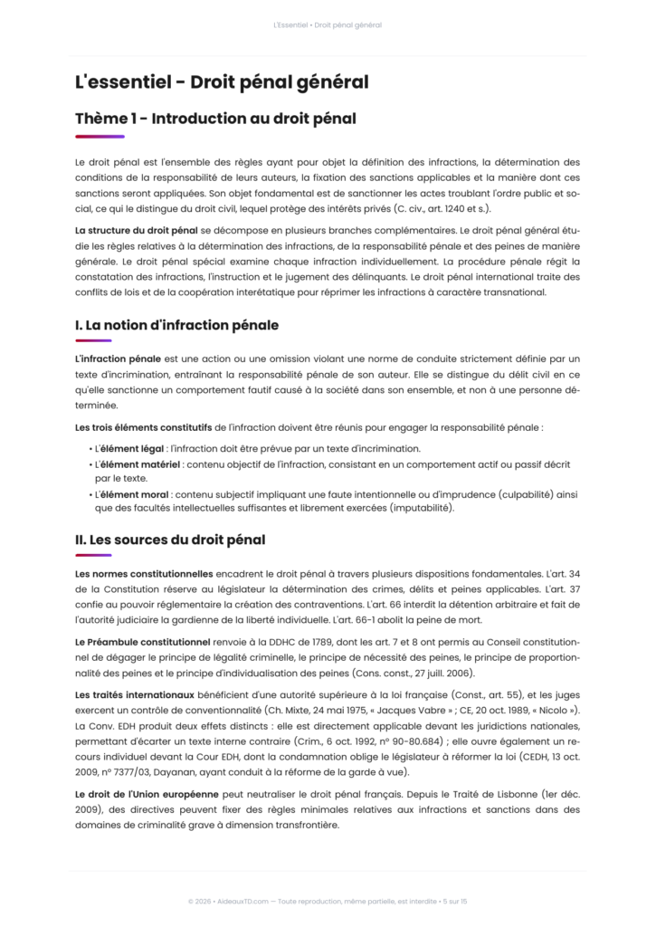 Extrait de L'Essentiel de droit pénal général