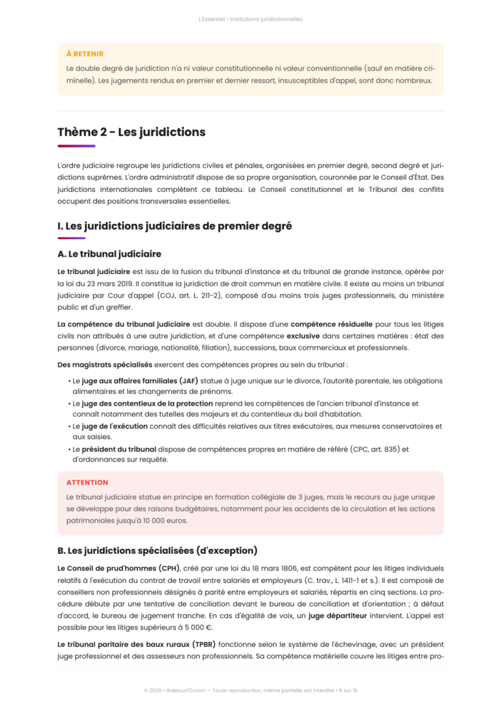 Extrait de L'Essentiel de institutions juridictionnelles