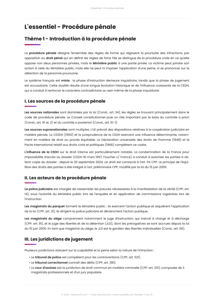 Extrait de L'Essentiel de procédure pénale