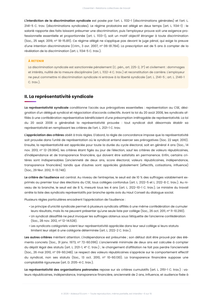 Extrait de L'Essentiel de relations collectives de travail