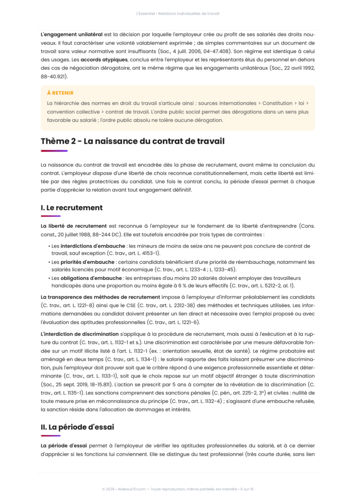 Extrait de L'Essentiel de relations individuelles de travail
