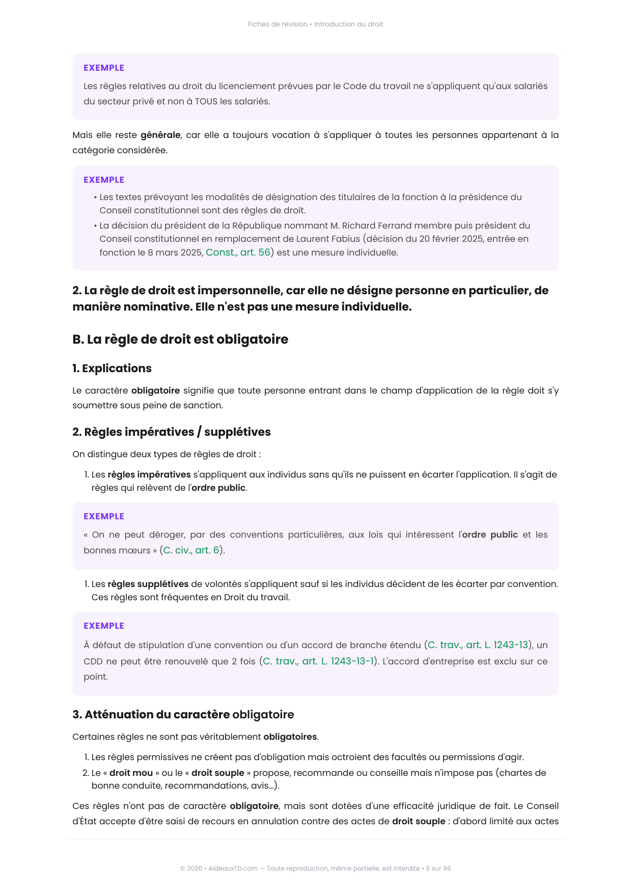 Extrait des fiches de révision de Introduction au droit (S1), page 2 sur 103