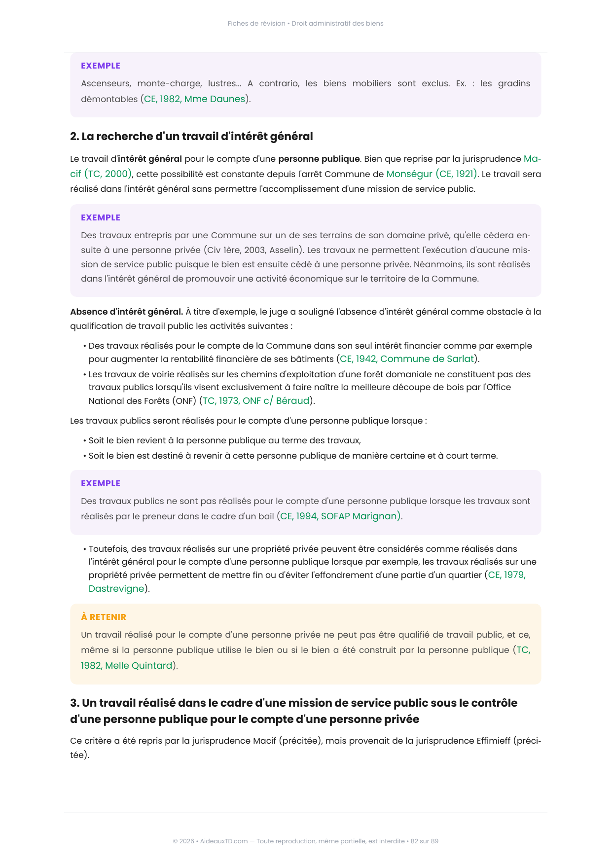 Extrait des fiches de révision de Droit administratif des biens : fiche n°20, La notion de travaux publics (page 2)