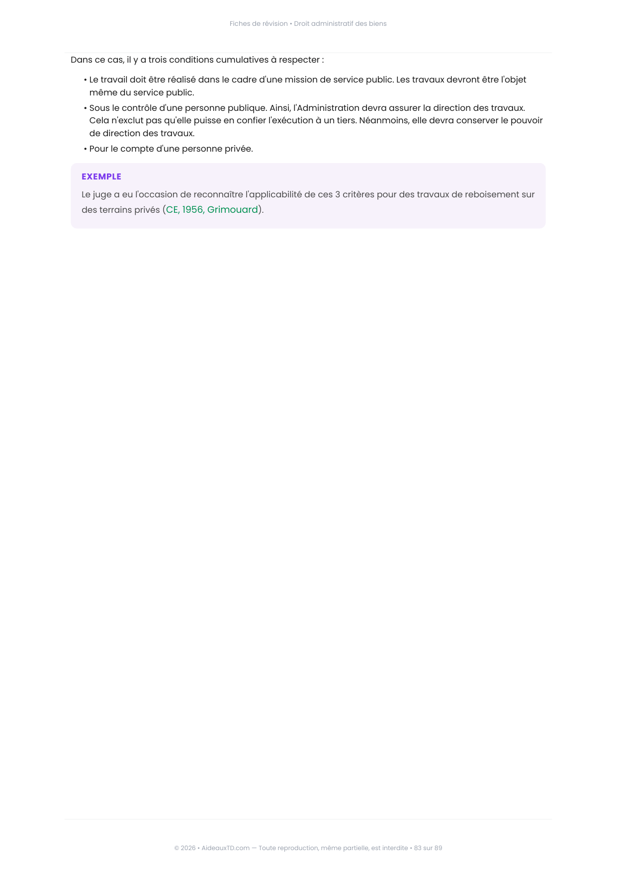 Extrait des fiches de révision de Droit administratif des biens : fiche n°20, La notion de travaux publics (page 3)
