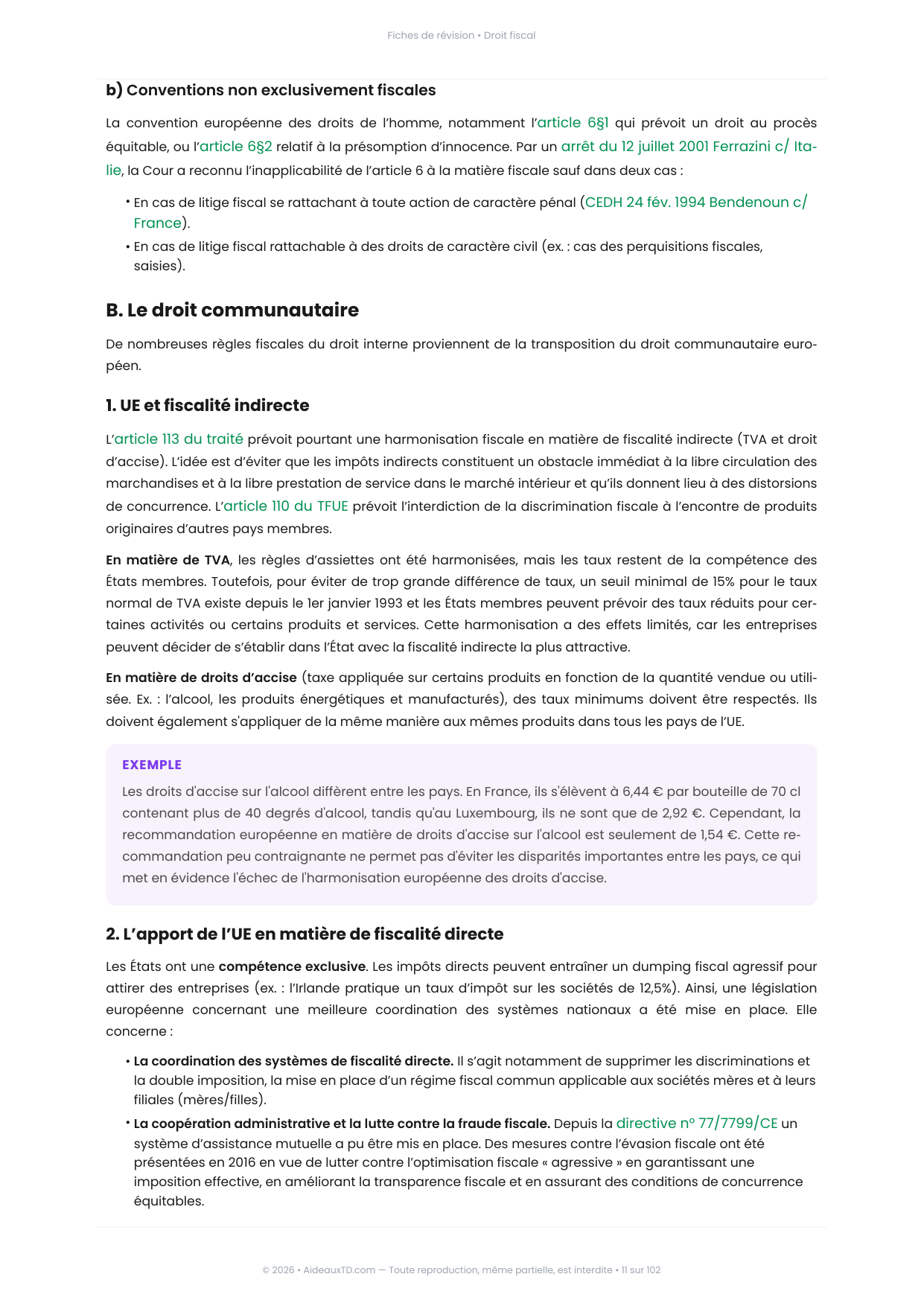 Extrait des fiches de révision de Droit fiscal : fiche n°2, Les sources du droit fiscal (page 2)