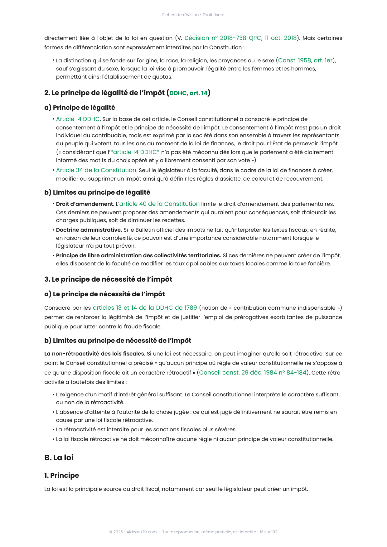 Extrait des fiches de révision de Droit fiscal : fiche n°2, Les sources du droit fiscal (page 4)