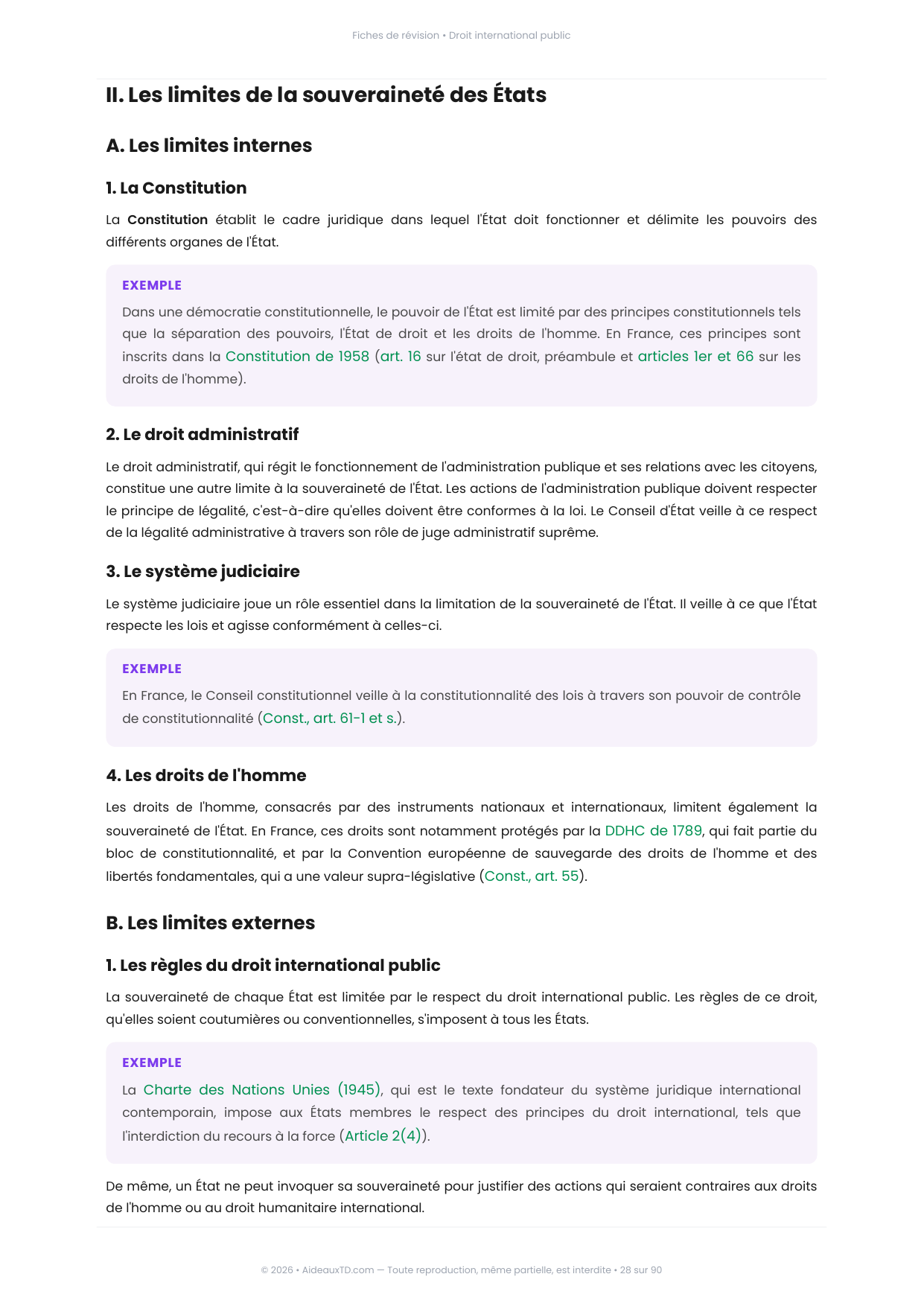 Extrait des fiches de révision de Droit international public : fiche n°6, Souveraineté des États (page 2)
