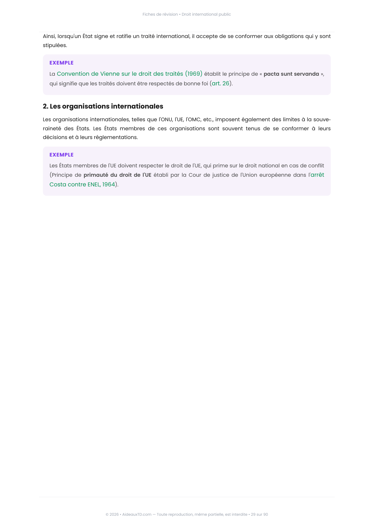 Extrait des fiches de révision de Droit international public : fiche n°6, Souveraineté des États (page 3)